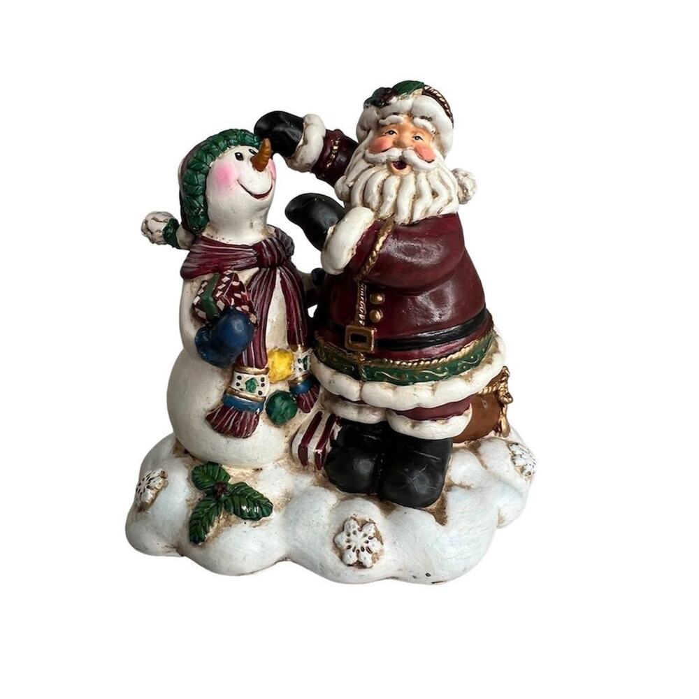 Festive Santa & Snowman‎ Figurine Vintage Christmas Holiday Decor 5”